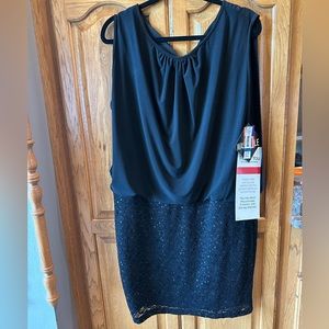 NEW w/ TAGS! R&M Richards Sleeveless Black Dress Size 16 Petite